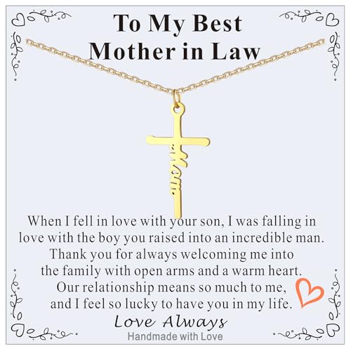 Custom4U Personalized Cross Name Necklace for Women Custom Nameplate Cross Pendant Necklace Customized Faith Jewelry Mother's Day Birthday Christian R