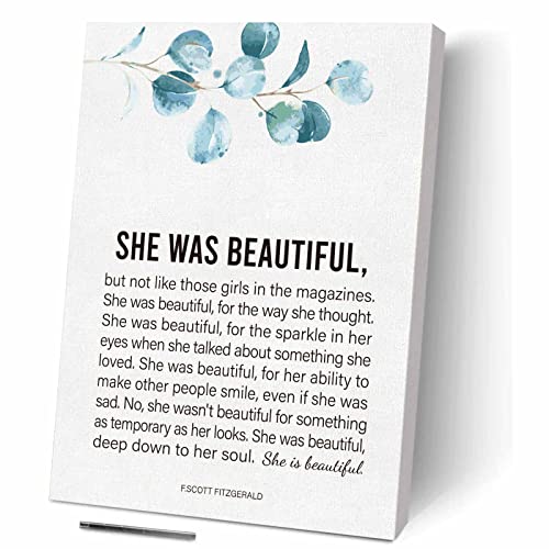 F Scott Fitzgerald Quotes Wall Art - She Was Beautiful - Feminine Home Decor, Thoughtful Gifts For Women Who Have Everything, Self Love Gifts, For Birthday & Graduation, Ready To Hang #TOP14