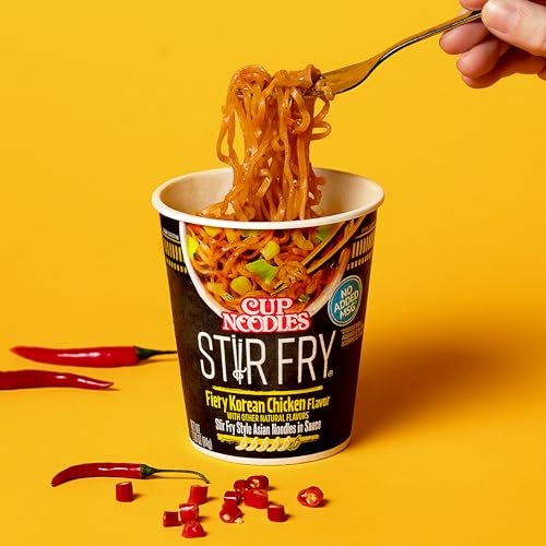 Nissin Cup Noodles Stir Fry Noodles in Sauce, Fiery Chicken, 2.96 Ounce (Pack of 6) - Thumbnail 3