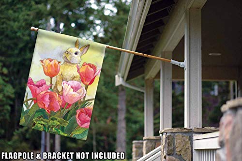 Toland Home Garden 102468 Bunny Tulip Easter Flag 28x40 Inch Double Sided Easter Garden Flag for Outdoor House Flag Yard Decoration