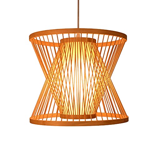 Chandelier en bambou naturel suspension E27 pour salon style bohème chic