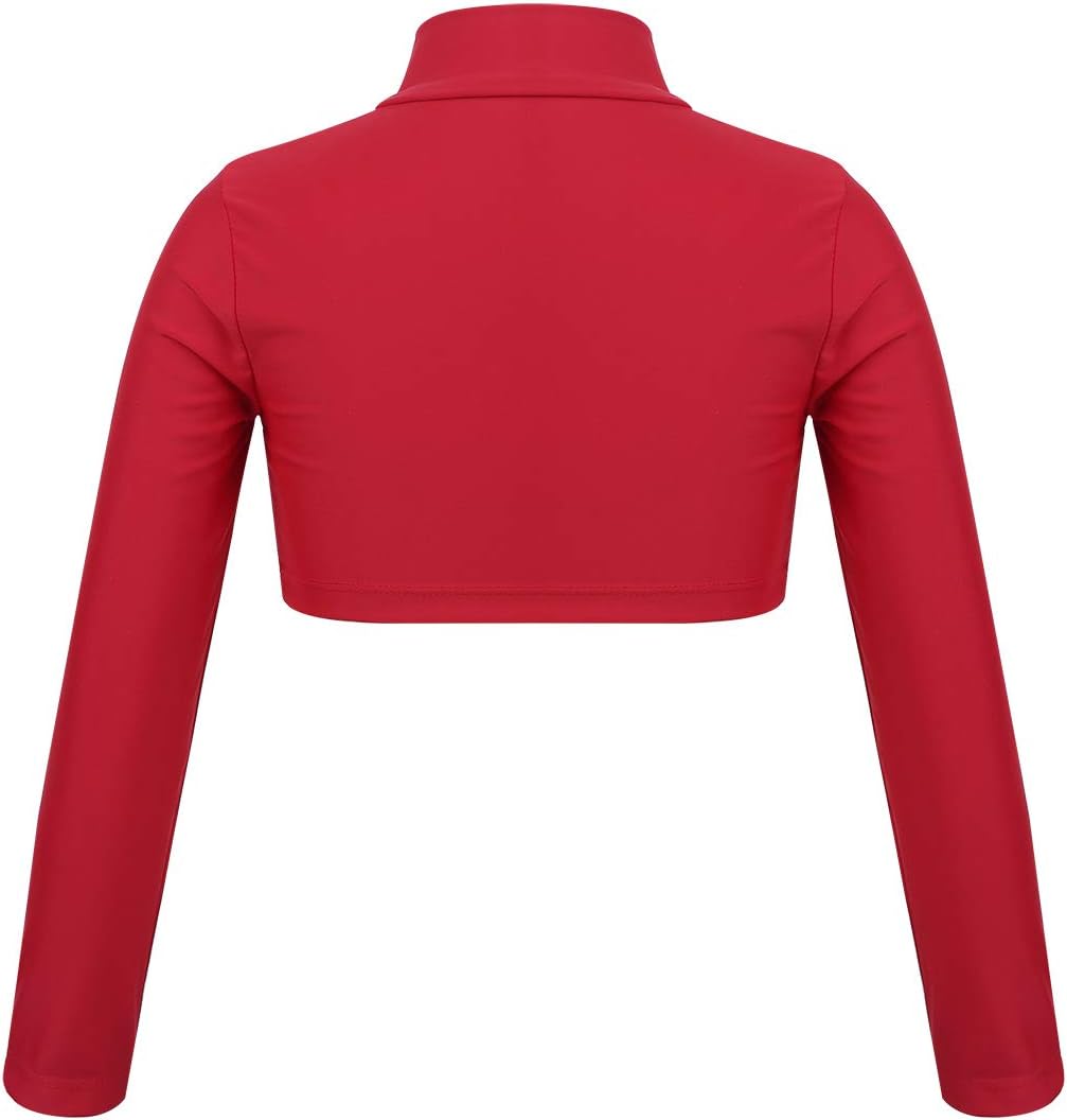 CHICTRY Girls Children Plain Turtleneck Long Sleeve Dance Sports Crop Top Shirt - Image 3
