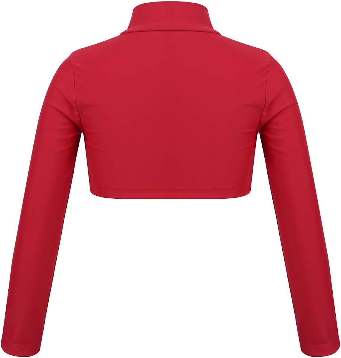 TiaoBug Kids Girls Turtleneck Long Sleeves Crop Tops Athletic Shiny Metallic Dance Crop Top Plain Sports Tee Shirts : Sports & Outdoors