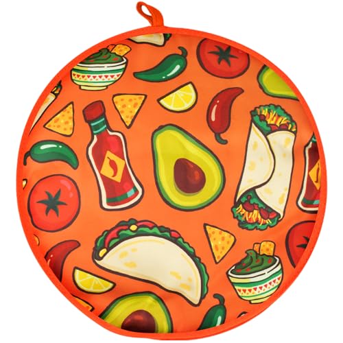 AUVCAS Tortillas Warmer Pouch 12 Inch, Insulated & Microwaveable Fabric Tortilla Keeper, Cloth Holder Keeps Warm Half Hour, Microwave Safe for Tortillas, Naan, Pizza, Taco (Orange)