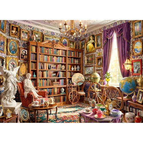 Image of HUADADA 1000 Pieces Jigsaw Puzzle for Adults-The Collector's Library puzzles, for Men Women,Decorative Art Picture Puzzle