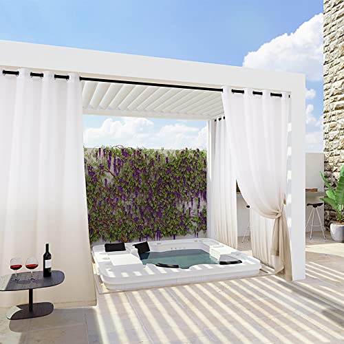 Anjee Sheer Outdoor Curtains For Patio Waterproof Ombre Grommet Top Rod Pocket Bottom Semi Sheer Privacy Drapes With 2 Tiebacks For Gazebo, Porch, Sliding Door, 2 Panels 54 Wide X84 Length, Beige #TOP6