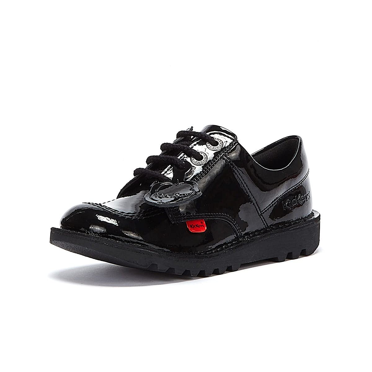 Kickers Kick Lo Patent Junior Black Shoes-UK 1 / EU 33