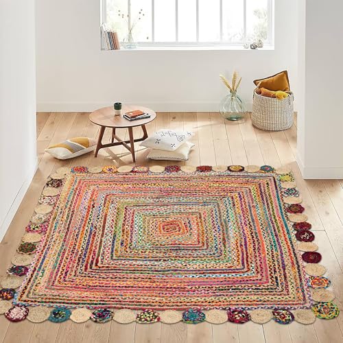 Tapis en jute multicolore robuste et isolant pour salon - 3