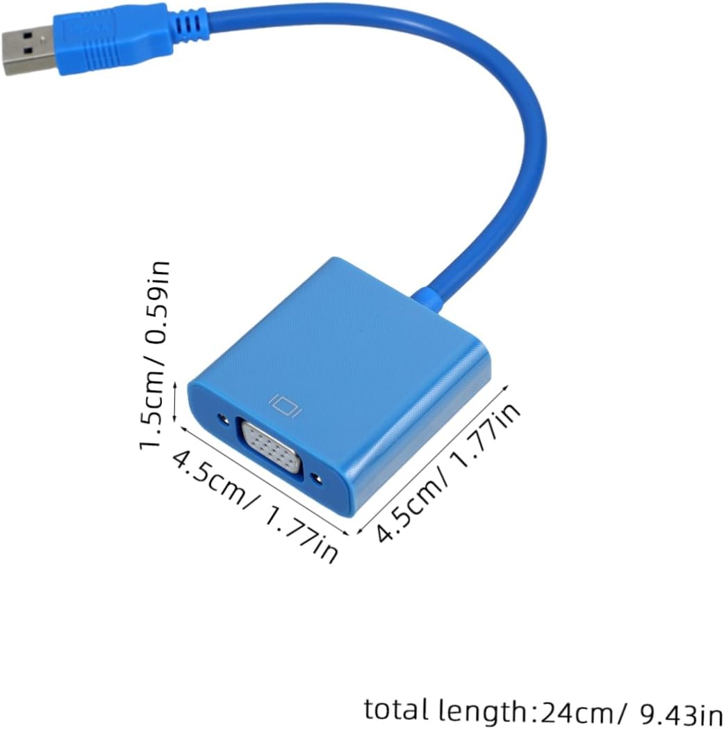USB to Vga Adapter Cable for Display External Video Converter for Monitor Supports Driver Included Easy to Use Blue