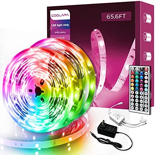 LED Strip Lights, 65.6ft Color Changing, 12V 5050 RGB, Remote Control, for Indoor Bedroom, Home Kitchen Decoration, 2 Rolls of 32.8ft