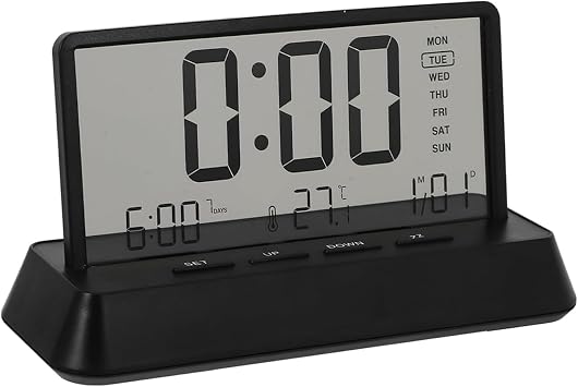 LCD Digital Alarm Clock with 3 Alarms Transparent Temperature Date Week Display Snooze Desktop Simple Portable Easy to Use for Home Decor Bedroom Office Kids