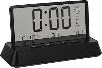 Lancoon LCD Digital Alarm Clock with 3 Alarm Clocks Transparent Temperature Date Display Week Snooze Desktop Simple Portable Easy to Use for Home Bedroom Decoration