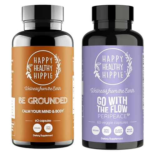 Happy Healthy Hippie PeriPeace Supplements for Women & Be Grounded Stress Relief Supplement