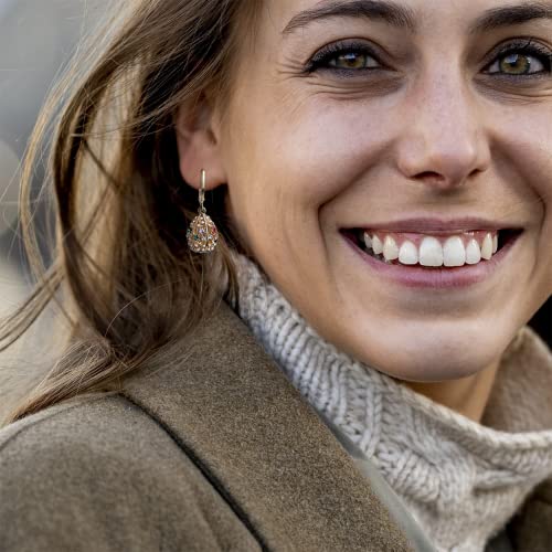 Sonateomber Gold Teardrop Small Hoop Huggie Tear Drop Dangle Earrings For Women Teen Girls - Cute Sparkly Colurful Green Red Rhinestone Waterdrop Ball Droplet Dangling Prom Jewelry Gift #TOP1