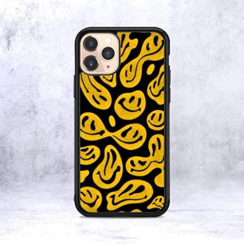 Coque iPhone 6 6s Jaune Noir Smiley Trippy en Silicone TPU Souple