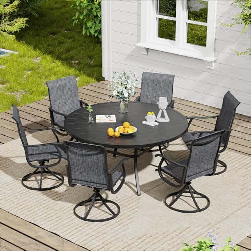 VICLLAX 7 Pieces Outdoor Dining Set Dark Charcoal