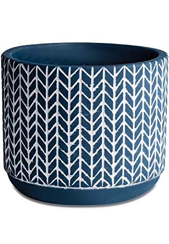 Kit Cachepot Azul Em Cimento Com 3 Peças Mart Azul