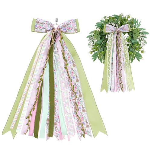 Ribbon Wreath Sash for Front Door Spring Pastel Pastel Decorative