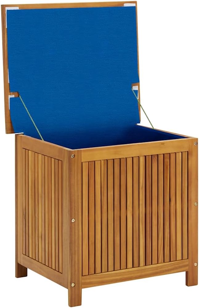 Solid Acacia Wood Storage Box Medium Rectangular Rustic Finish Outdoor Storage Chest Waterproof Patio Storage for Garden Deck Use