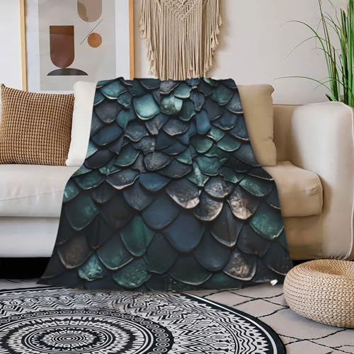 Towerfutu ZLDYL28SAMIW-564924609_T6S Dragon Black Scales Soft And Cozy Throw Blanket - Ideal For Home, Bed thumb #2