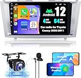 Android 12 Car Radio for Camry 2006-2011, 9 Inch Head Unit Car Stereo with IPS HD Touch Screen, Wireless CarPlay, Android Auto, GPS, WiFi, Backup Camera, SWC, Bluetooth 5.2, 2+32GB Toyota Camry Radio