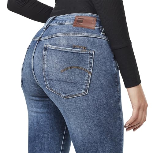 G-STAR RAW Damen 3301 Mid Skinny Jeans, Blau (Faded Indigo Destroyed D05889-8968-A949), 24W / 32L – Ansicht 3