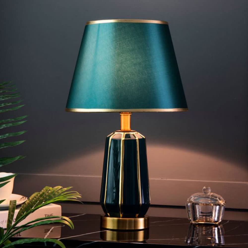 SGKOMN American Vase Shaped Ceramic Desk Lamps Hardware Base Table Lamps Bedroom Beside Lamp Study Light Fixture Living Room Table Decor E26 Nightstand Lamp