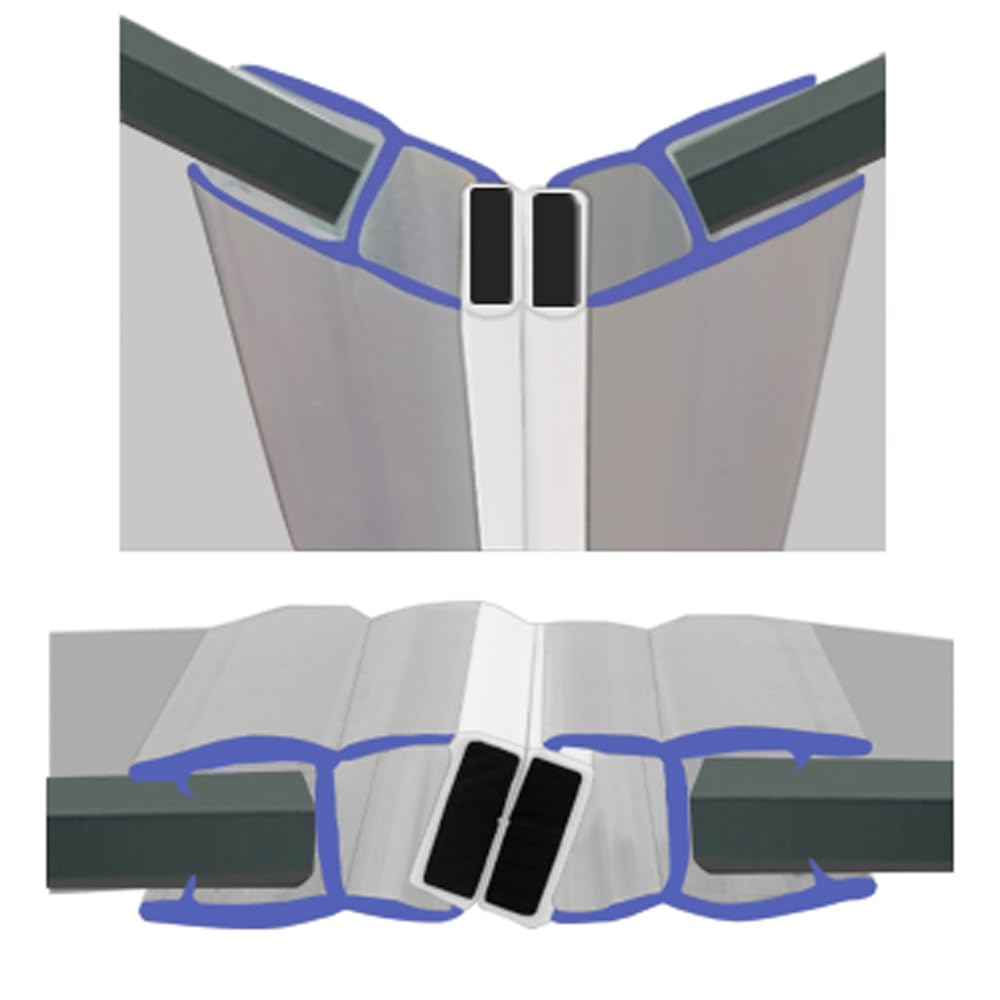 Magnetic Shower Seals | Sold in Pairs | Fits 6, 7 or 8mm Glass | 135° Magnet for Straight or Quadrant Doors with a 17mm Gap | 2 Metres Long | MAG045 (200cm)