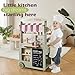 Joylike Wooden Food Cart, Kitchen Playset 50-Piece Toddler Pretend Play Grocery Store with Sink and Ice Maker, Kitchen Set for Kids Ages 3+, Gift for Boys and Girls