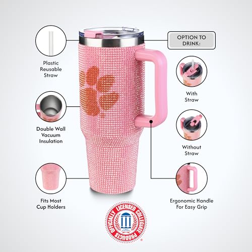 Image of The Memory Company Officially Licensed NCAA - Clemson University 40oz Pink Bling Game Day Tumbler
