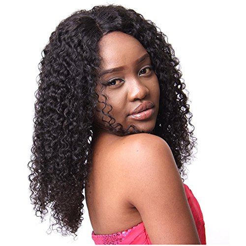 Royalfirst Human Hair Lace Front Wigs Brazilian Virgin Remy Hair Wigs for Women Glueless Kinky Curly 14inch #1 Jet Black Color 150% Density With Baby Hair