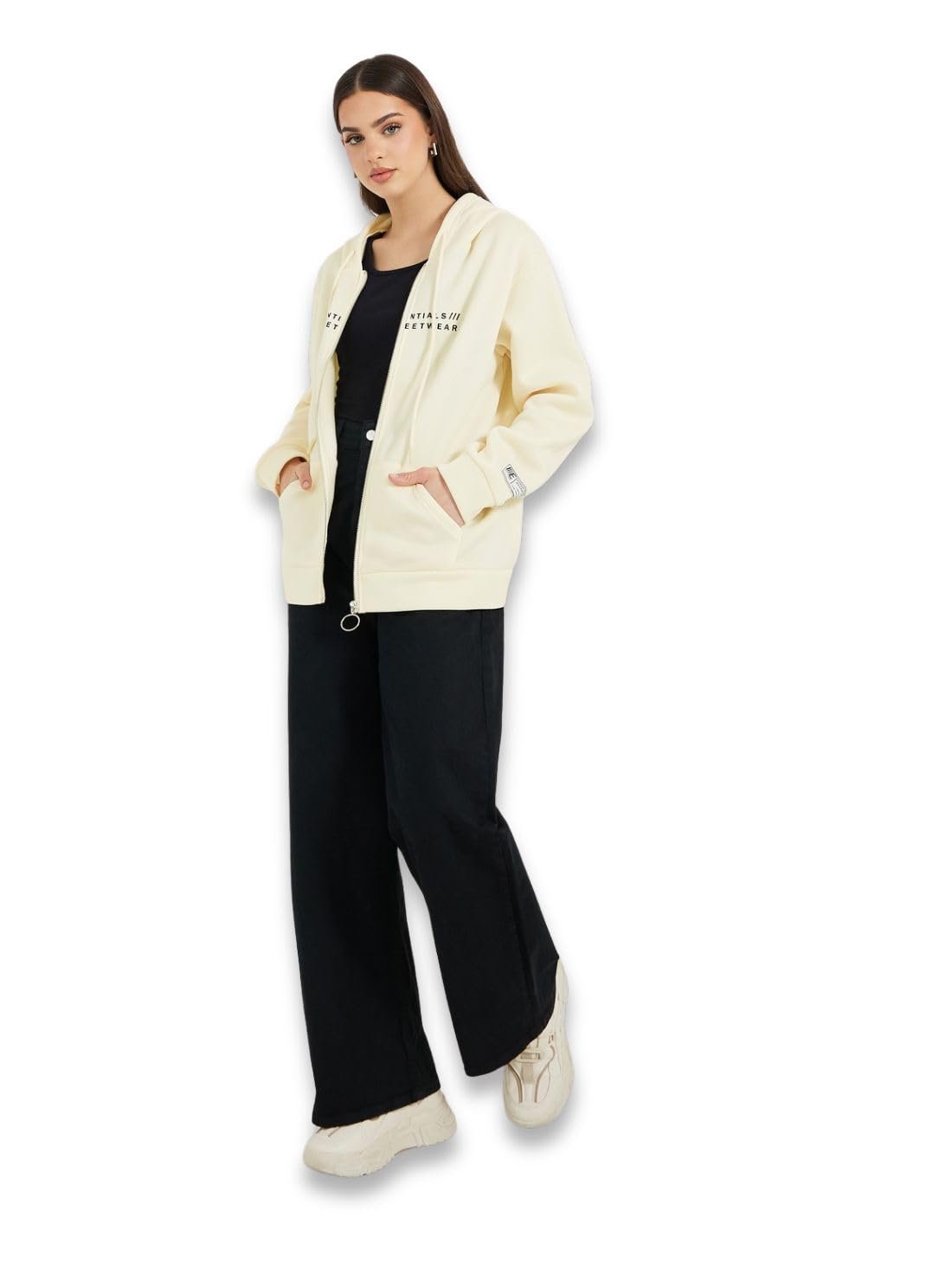 Women Oversized Fit Long Sleeves Regular Length Zip-Through Hoodie | Stylish Printed Winter Wear Outfit for Women | Perfect for Casual & Everyday Wear-image-16