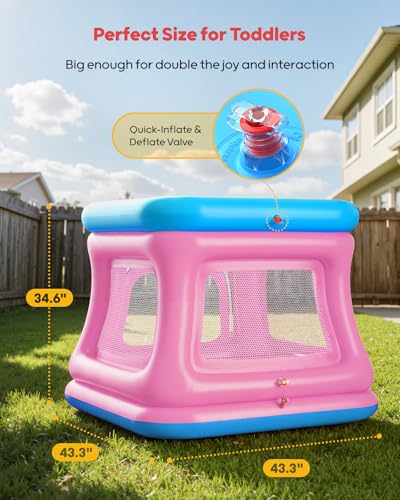 Image of QPAU 3-in-1 Inflatable Bounce House with Pump for Toddlers 1-3