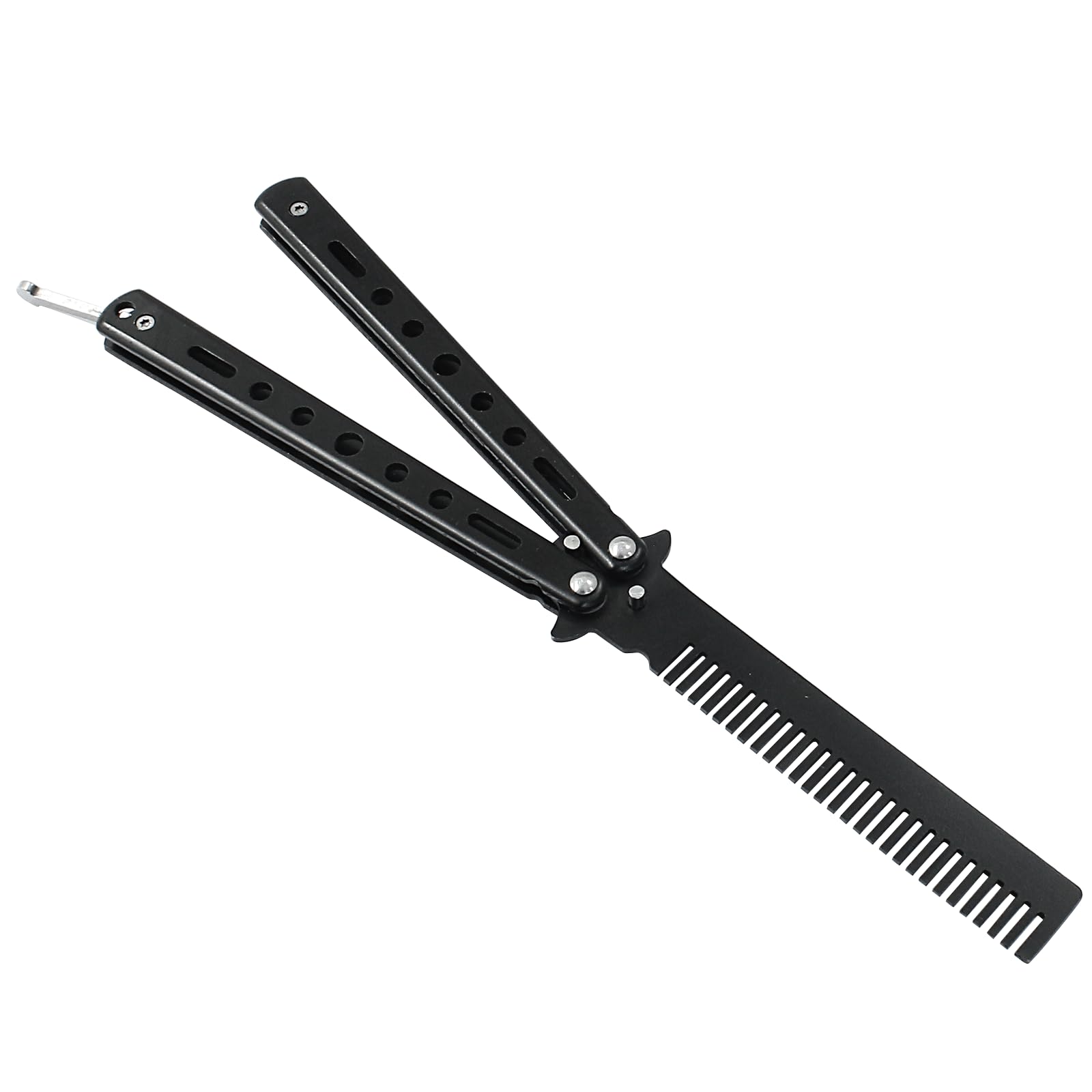 Coufce 2 Pack Butterfly Knife Comb Training Practice Folding Comb Stainless Steel Beginners Trainer Martial Arts Practice Tool Outdoor Indoor Camping Tactical