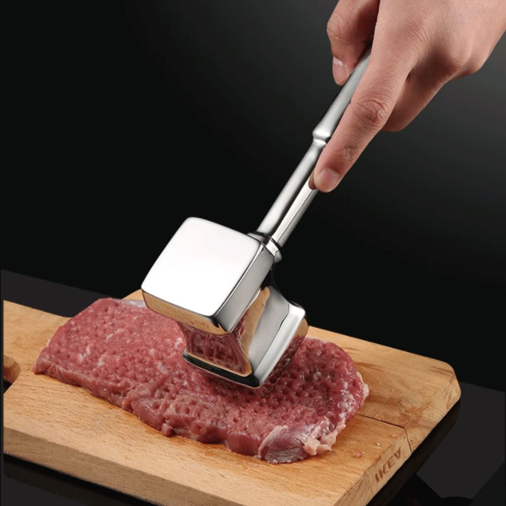 Fleischklopfer Hammer, Fleischklopfer aus Edelstahl, doppelseitiger Fleischklopfer mit Hakendesign, Fleischhammer for die Haushaltsküche, Steakschläger(Type a)