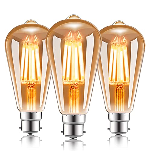 EXTRASTAR B22 ST64 Vintage LED Bulbs, 4W Bayonet Light Bulb, 33W Equivalent, 360LM, 2200K Warm White