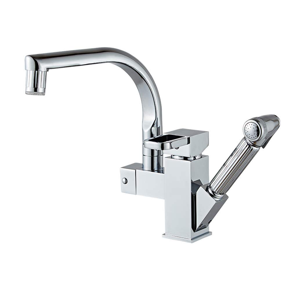 Mitigeur de cuisine extractible en cuivre chrome pour évier eau chaude et froide