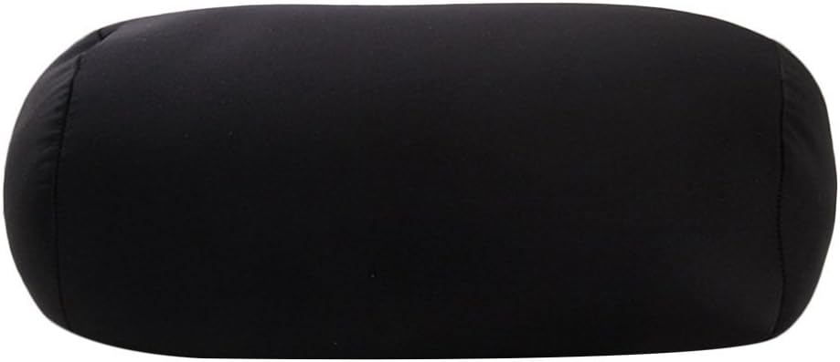 31x17cm Micro Mini Microbead Roll Pillow Neck Column Pillows Squishy Mooshi Beads Offer Comfort & Support for Travel (Black)
