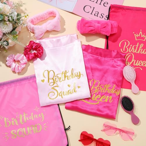 Coume 48 Pcs Women Birthday Robe Birthday Queen Squad Robe Sunglasses Scrunchie Headbands Comb Bag for Spa Party4