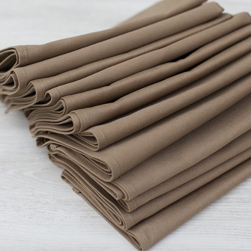 Serviettes de table caramel 45x45 cm en coton lot de 12