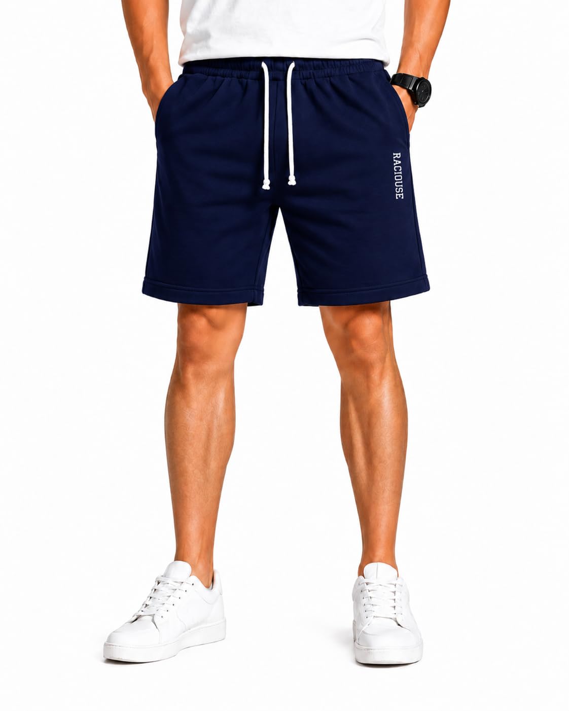 men's pure cotton shorts | regular fit casual shorts for men | knee length sports shorts with drawstring | gym, running, workout shorts