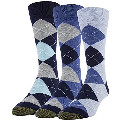 Gold toe men's carlyle argyle crew socks, 3-pairs, angel blue/roy…
