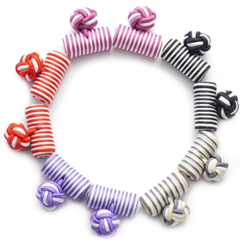 Set 5 Paia Gemelli In Seta Con Nodo - Eleganti Accessori Per Camicia Uomo E Donna - Foto 6