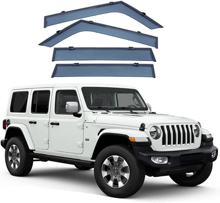 4 Piezas Deflectores de Viento Coche para Jeep Wrangler JL 2018-2022, Ventanas Laterales Deflectores Aire Ventana Derivabrisas Lluvia Visera Protector Accesorios