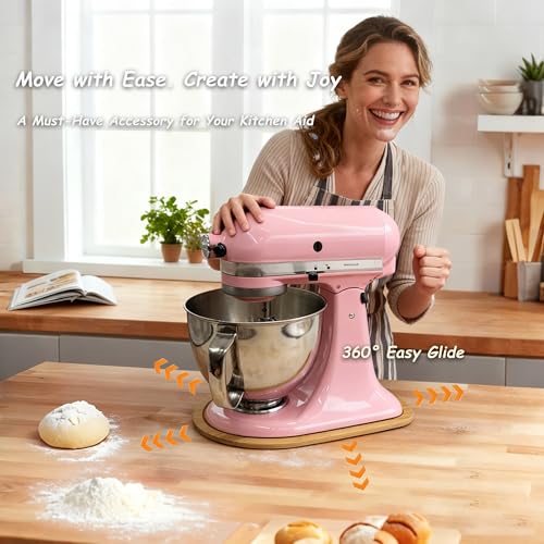Image of Bamboo Mixer Slider Compatible with KitchenAid 4.5-5 Qt Tilt-Head Stand Mixer, Appliance Sliding Mat Accessories for Kitchen Aid, Countertop Moving Tray Attachments Fits for KitchenAid Artisan