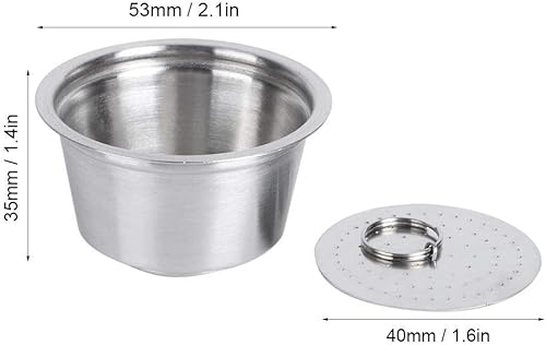 Miniatura 2 de Taza de cápsula de café recargable reutilizable de acero inoxidable de silicona con cubierta de polvo prensado apto para cafetera 1.4 fl oz (2#)