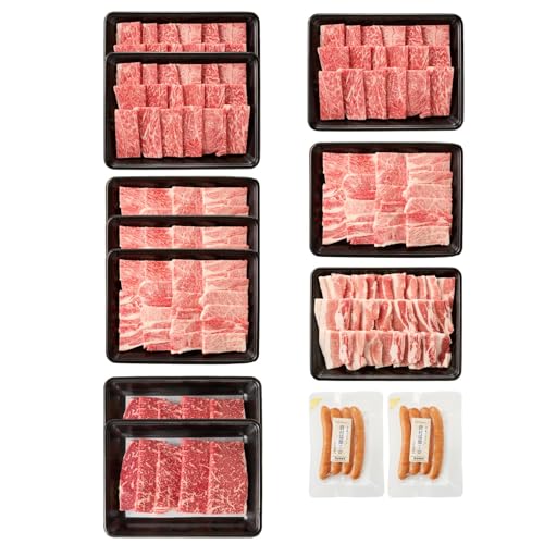 ≪8か月定期便≫黒毛和牛&県産豚バラエティーセット(焼肉)総重量7.9kg以上 牛肉 豚肉 ウデ バラ ロース モモ ステーキ ウインナー