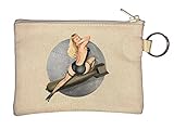 Polyester teint Pin-Up Girls Bombs Away Porte-clés militaire pour fille Beige