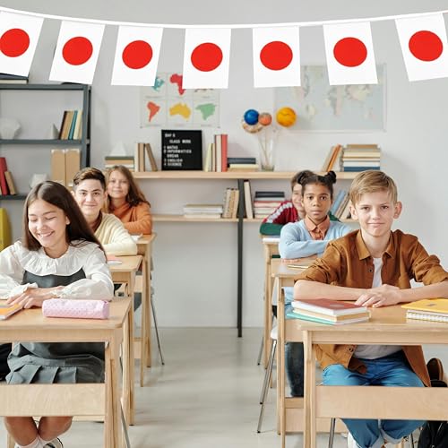 Image of Japan Flags Japanese String Flag Banners for Patriotic Events Independence Day Sports Bars Inside Outside Decorations 33 Feet 30 Flags