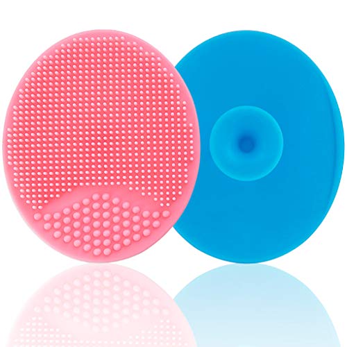 Image of Baby Bath Brush, Baby Cradle Cap Brush, Silicone Massage Brush, Silicone Scrubbers Exfoliator Brush, Baby Skin Scrubbers for Dry Skin and Cradle Cap (Large-Blue & Pink)